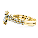 Cushion Brilliant Moissanite and Diamond Halo Bridal Wedding Rings Set 2 3/8 CTW 14k Yellow Gold