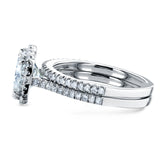 Almofada brilhante Moissanite e diamante conjunto de alianças de casamento Halo 2 3/8 CTW ouro branco 14k