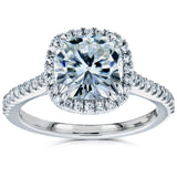 Forever One Cushion Moissanite Halo Ring 2 1/4 CTW