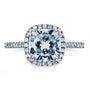 Kobelli Cushion Moissanite and Diamond Halo Engagement Ring 2 1/4 CTW 14k White Gold