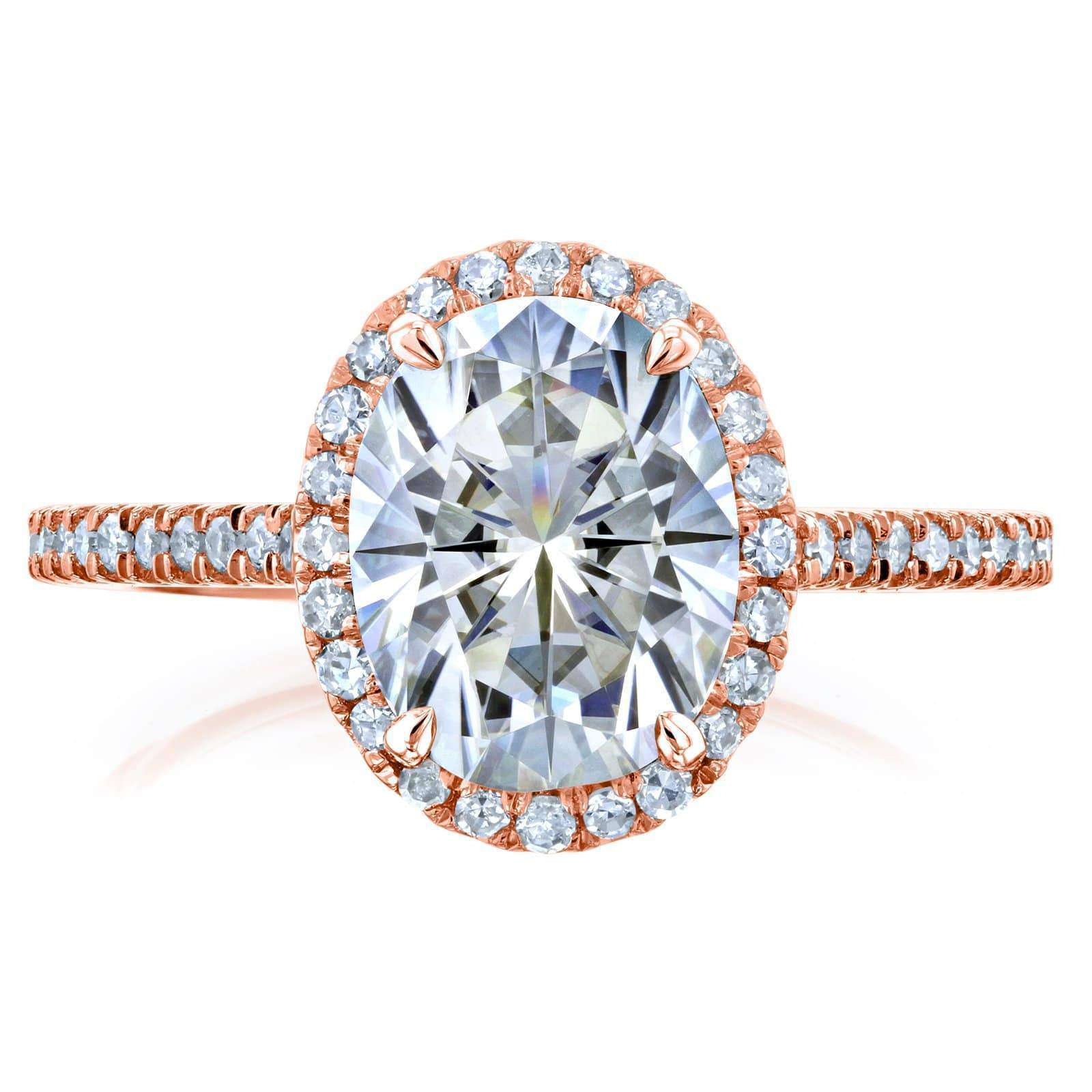 Kobelli Oval Moissanite and Diamond Halo Engagement Ring 2 1/4 CTW 14k Gold