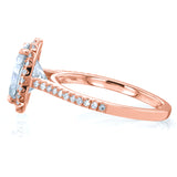 Forever One Oval Moissanite and Diamond Halo Engagement Ring 2 1/4 CTW 14k Rose Gold (DEF/VS, GH/I)