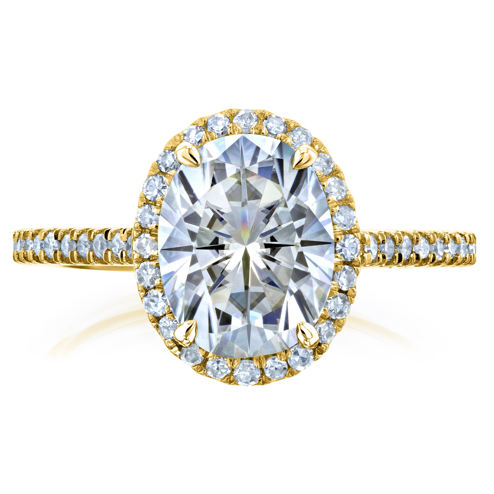 Kobelli Oval Moissanite and Diamond Halo Engagement Ring 2 1/4 CTW 14k Gold
