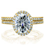 Kobelli Oval Moissanite and Diamond Halo Bridal Rings Set 2 3/8 CTW 14k Yellow Gold