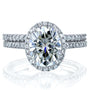 Kobelli Oval Moissanite and Diamond Halo Bridal Rings Set 2 3/8 CTW 14k White Gold