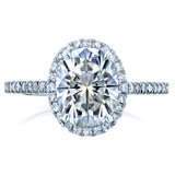 Kobelli Oval Moissanite and Diamond Halo Engagement Ring 2 1/4 CTW 14k Gold