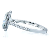 Forever One Oval Moissanite and Diamond Halo Engagement Ring 2 1/4 CTW 14k White Gold (DEF/VS, GH/I)