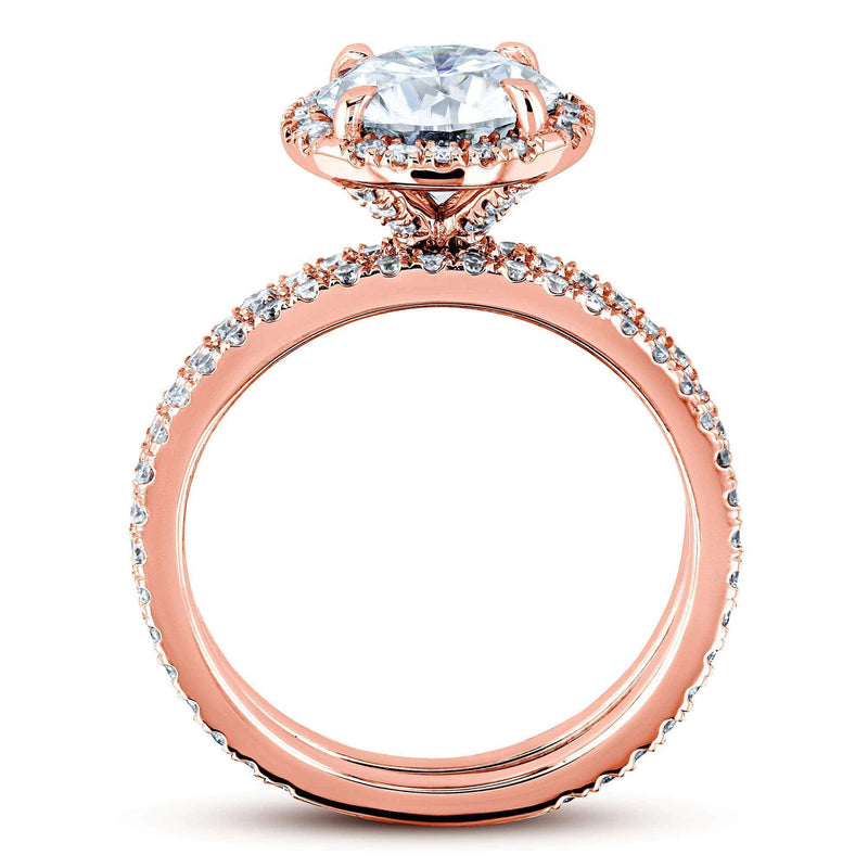 Kobelli 2 1/5 CTW Round Moissanite and Diamond Floating Halo Bridal Set