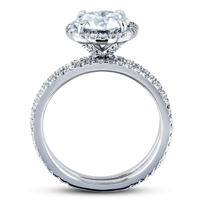 Kobelli 2 1/5 CTW Round Moissanite and Diamond Floating Halo Bridal Set