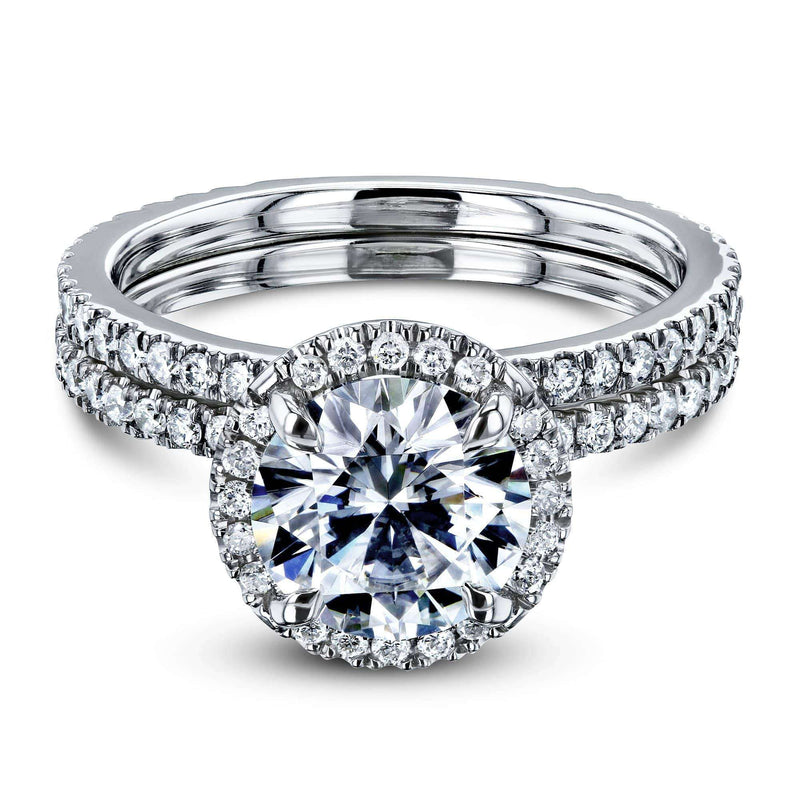 Kobelli 2 1/5 CTW Round Moissanite and Diamond Floating Halo Bridal Set