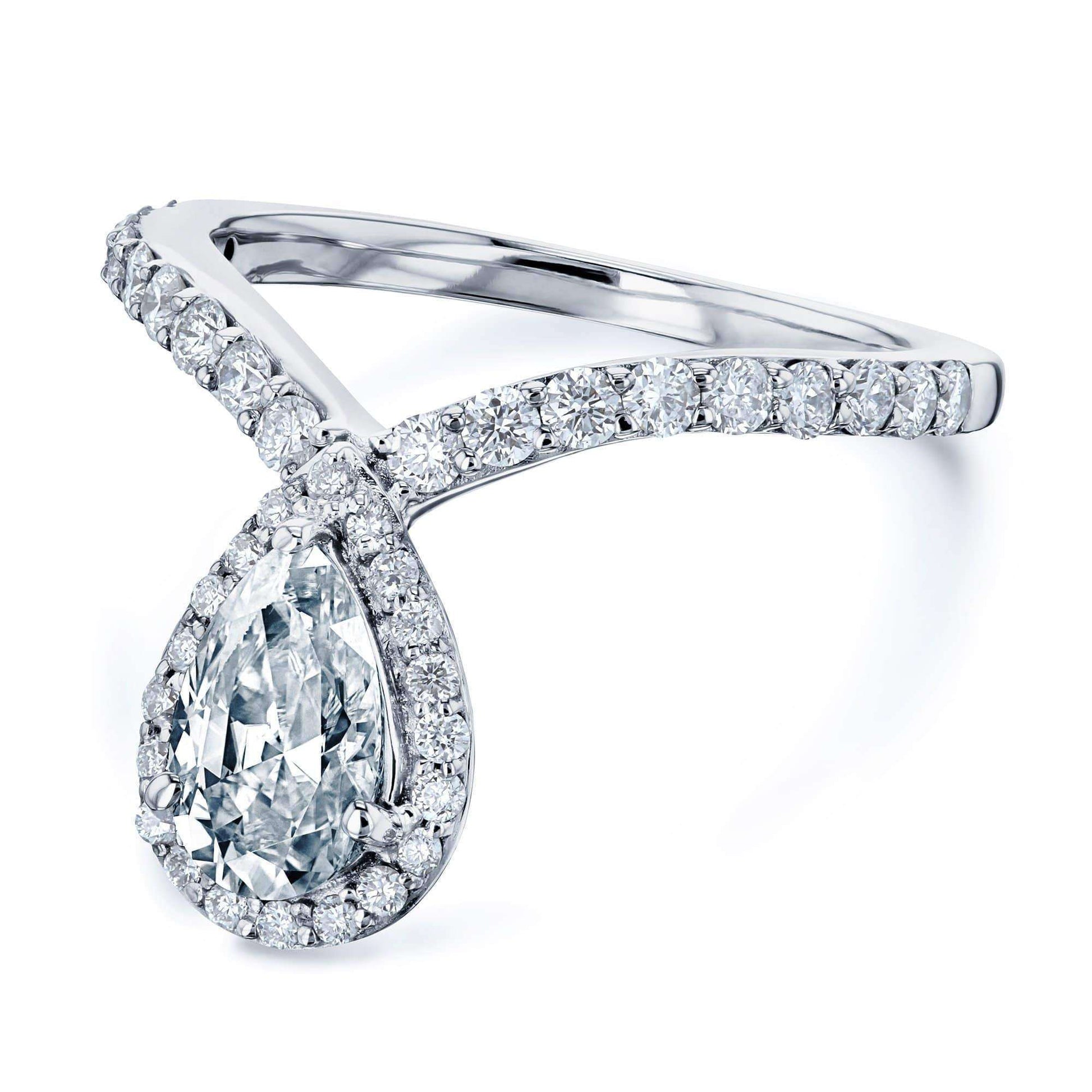 Kobelli Pear Drop Diamond V-Shape Ring