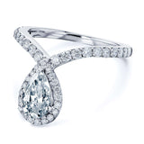 Kobelli-Ring in V-Form mit birnenförmigem Diamant