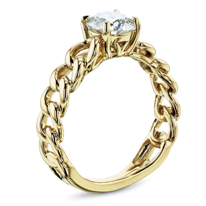 Kobelli Gold Chain Links 6mm Moissanite Ring
