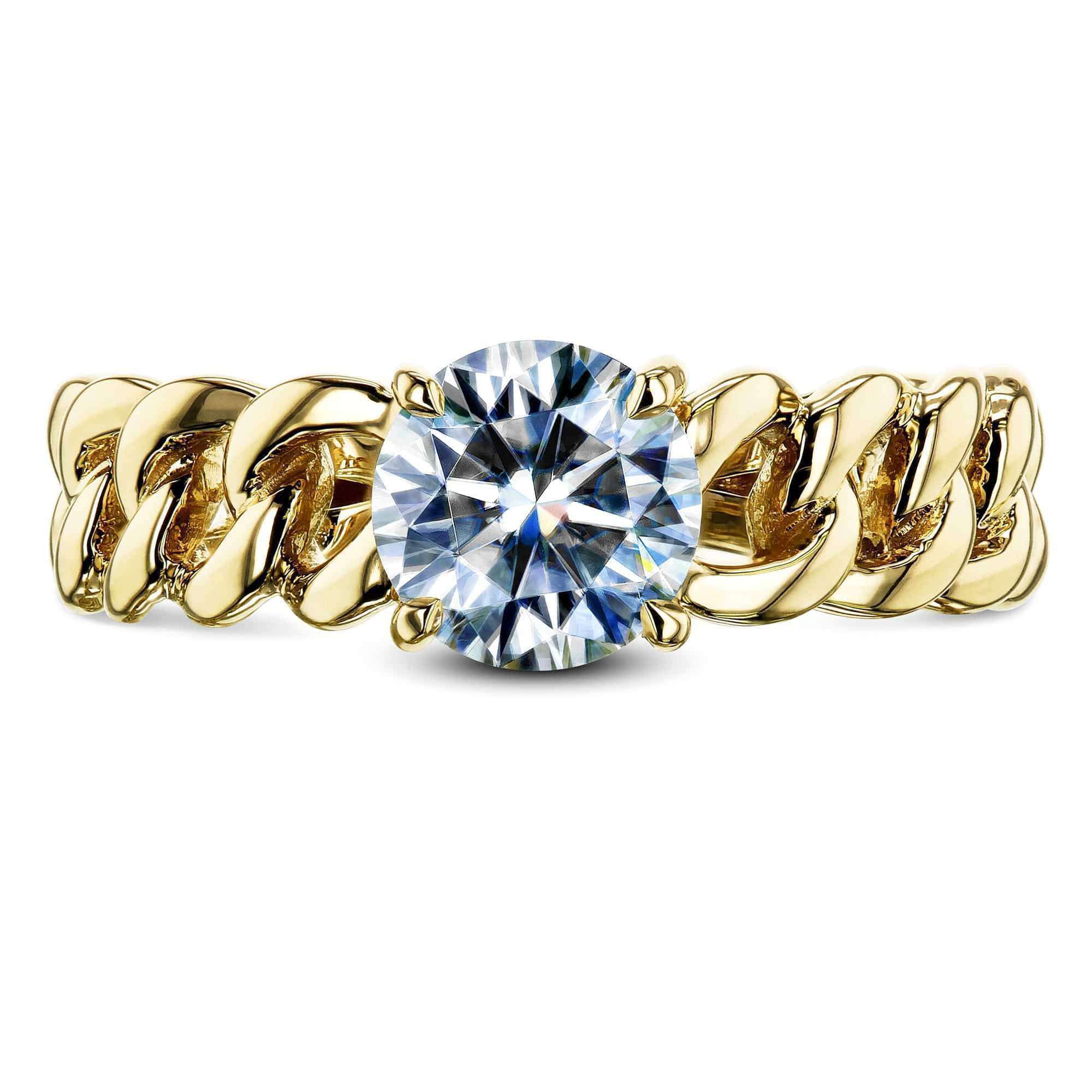 Kobelli Gold Chain Links 6mm Moissanite Ring