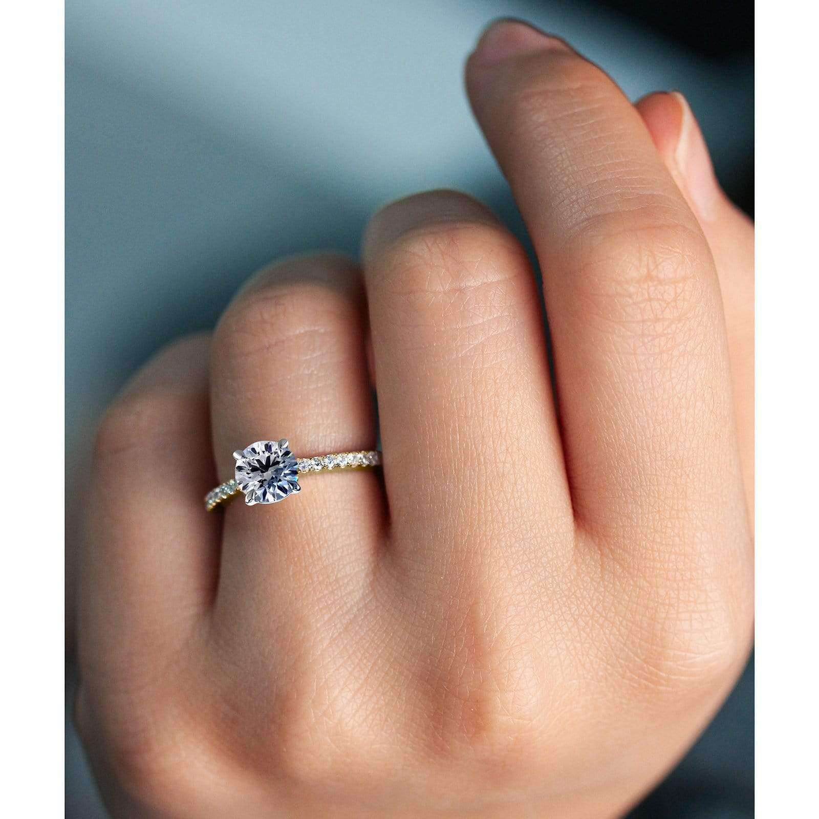 Kobelli 1ct Moissanite Peg Cathedral Gold Ring