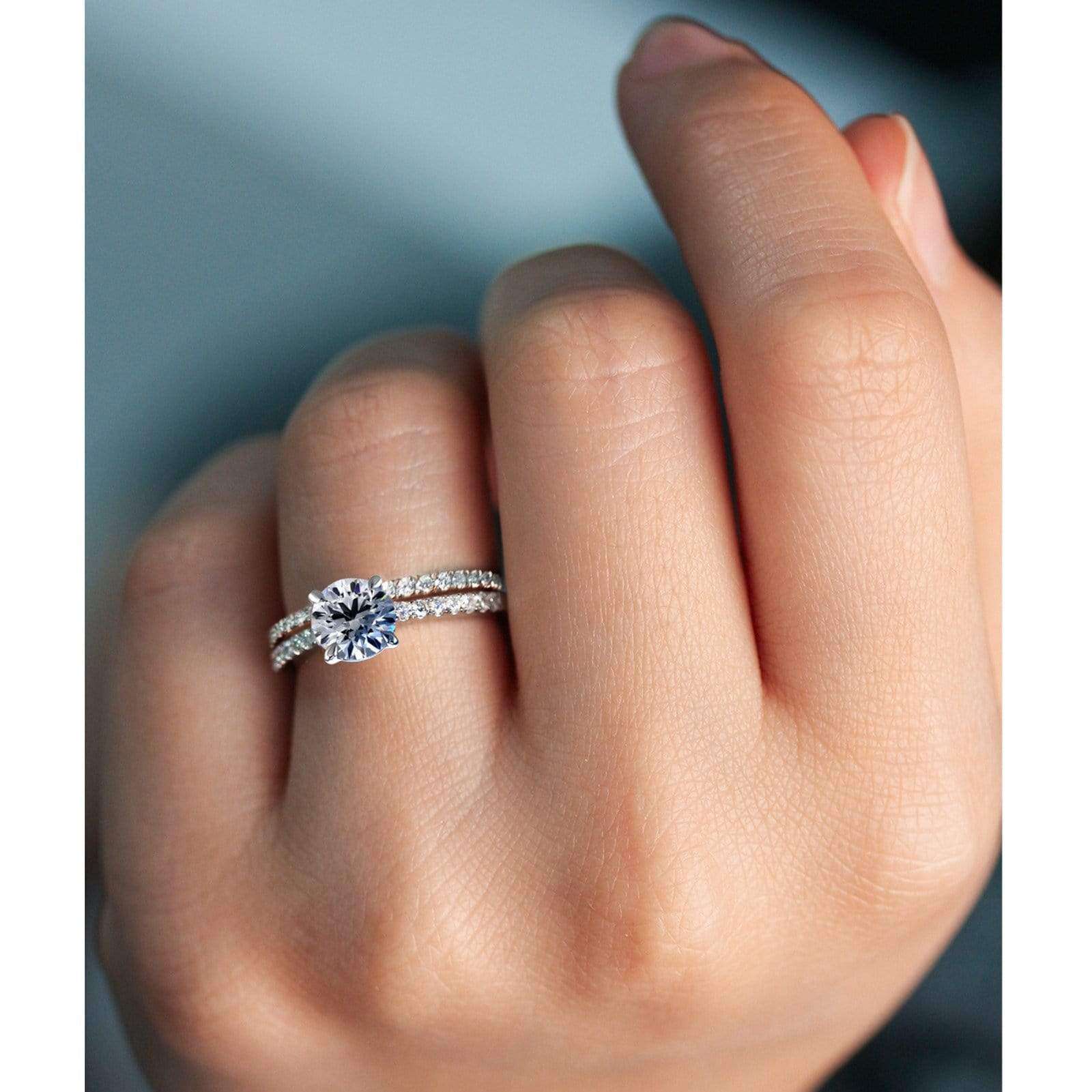 Kobelli 1ct Forever One Moissanite Peg Cathedral Gold Bridal Set
