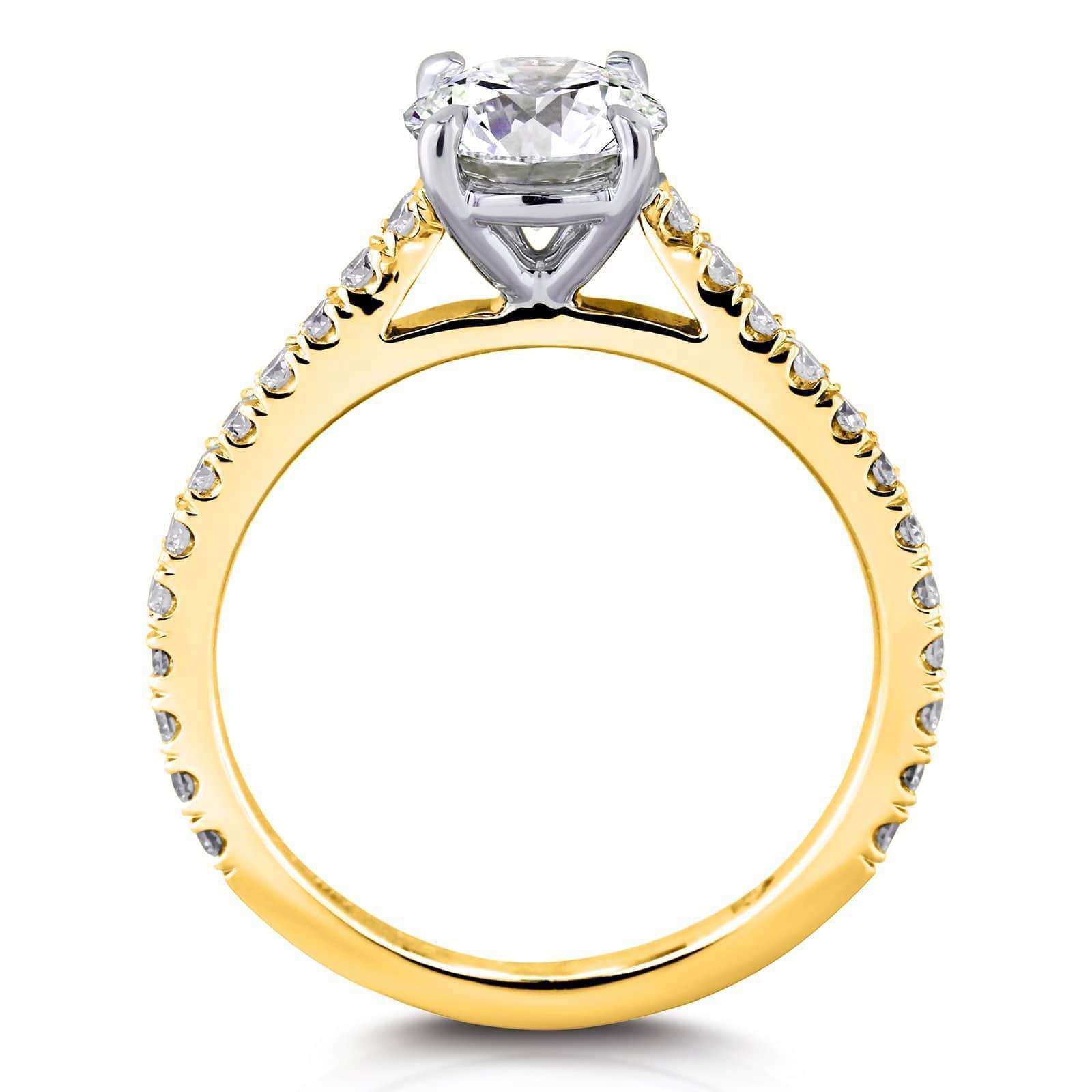 Kobelli 1ct Moissanite Peg Cathedral Gold Bridal Set