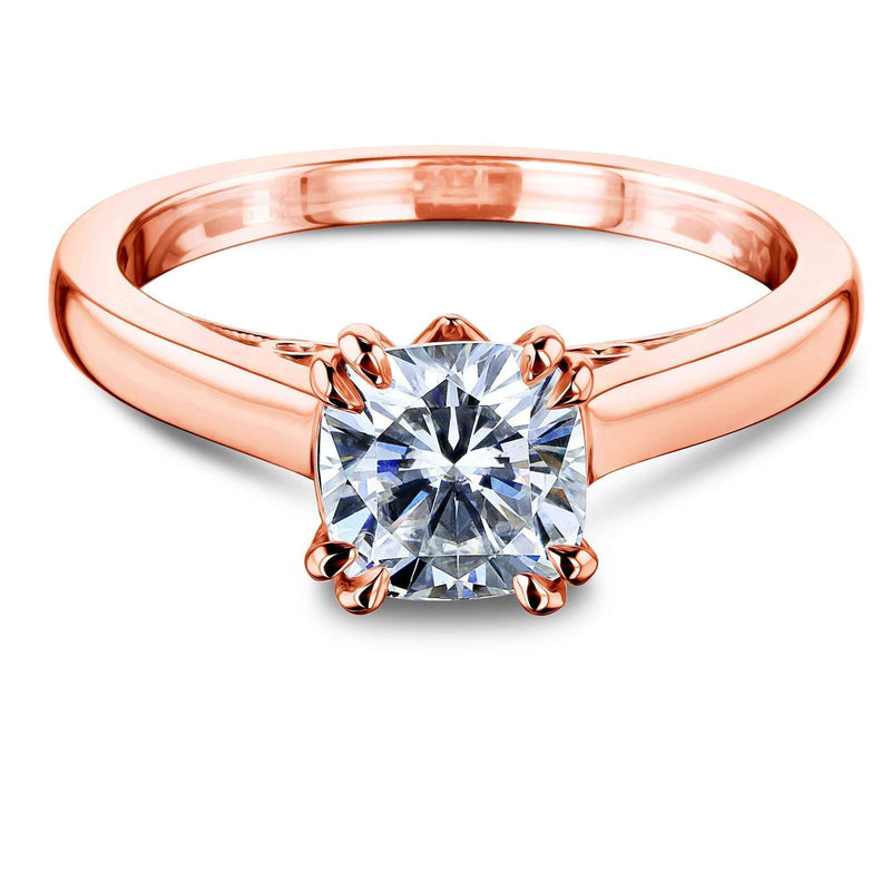 Kobelli 1ct Cushion Forever One Moissanite Solitaire W-Prong Ring MZFO62642CU-1E/4.5R