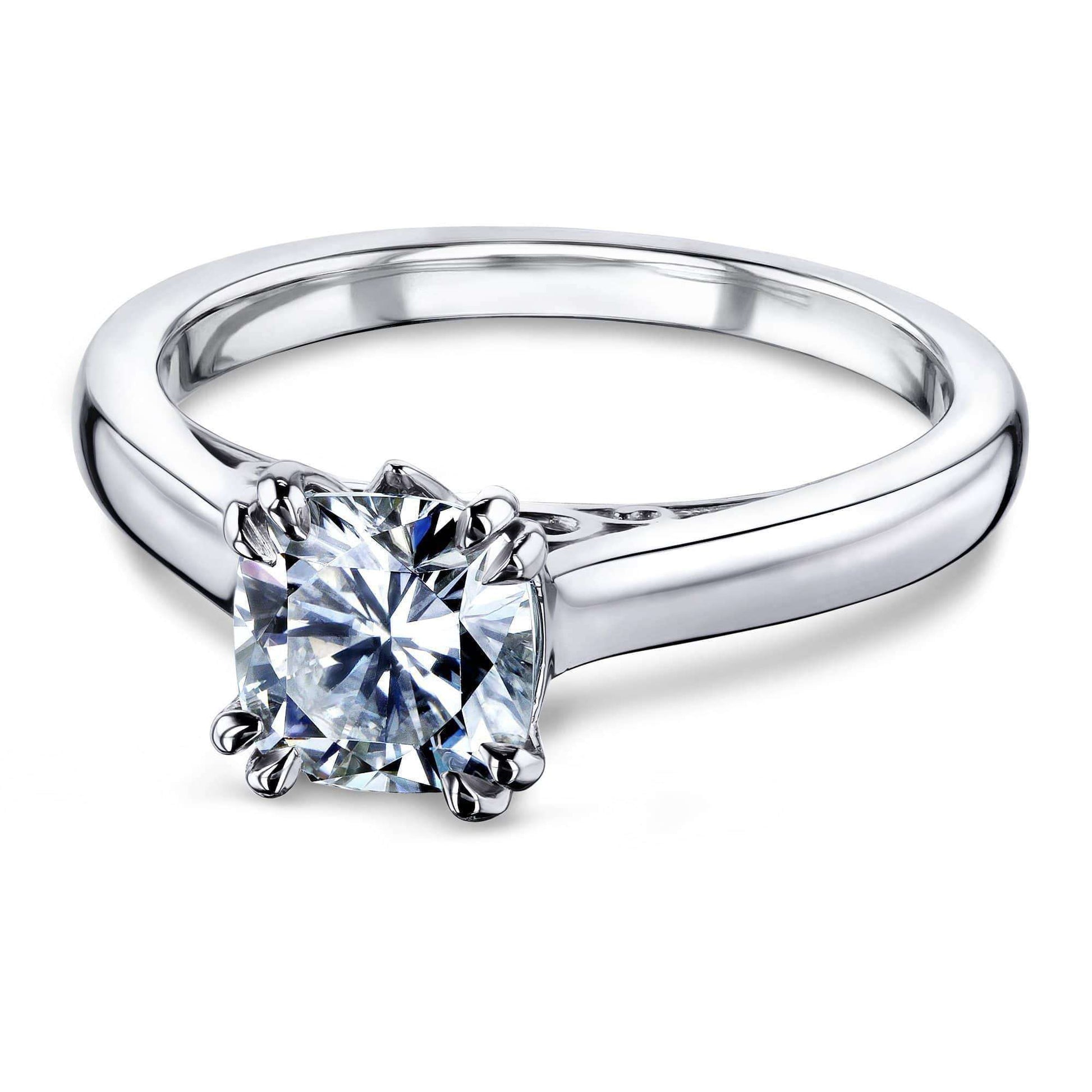 Kobelli 1ct Cushion Forever One Moissanite Solitaire W-Prong Ring