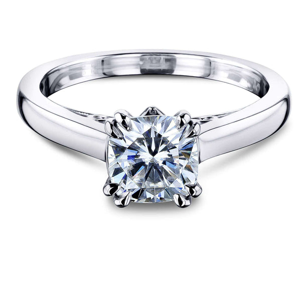 Kobelli 1ct Cushion Forever One Moissanite Solitaire W-Prong Ring MZFO62642CU-1E/4.5W