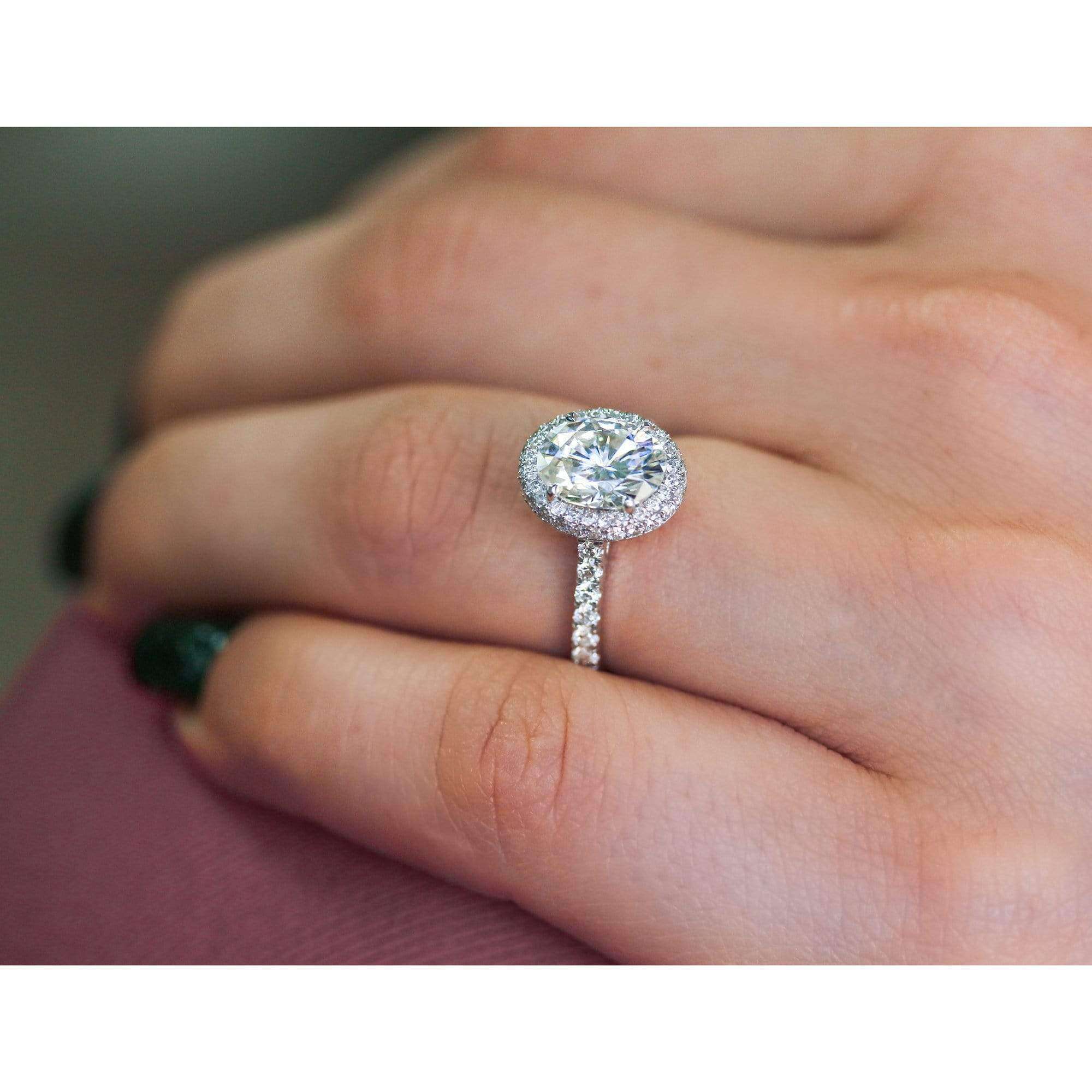 Kobelli Oval Moissanite Drop Halo Ring