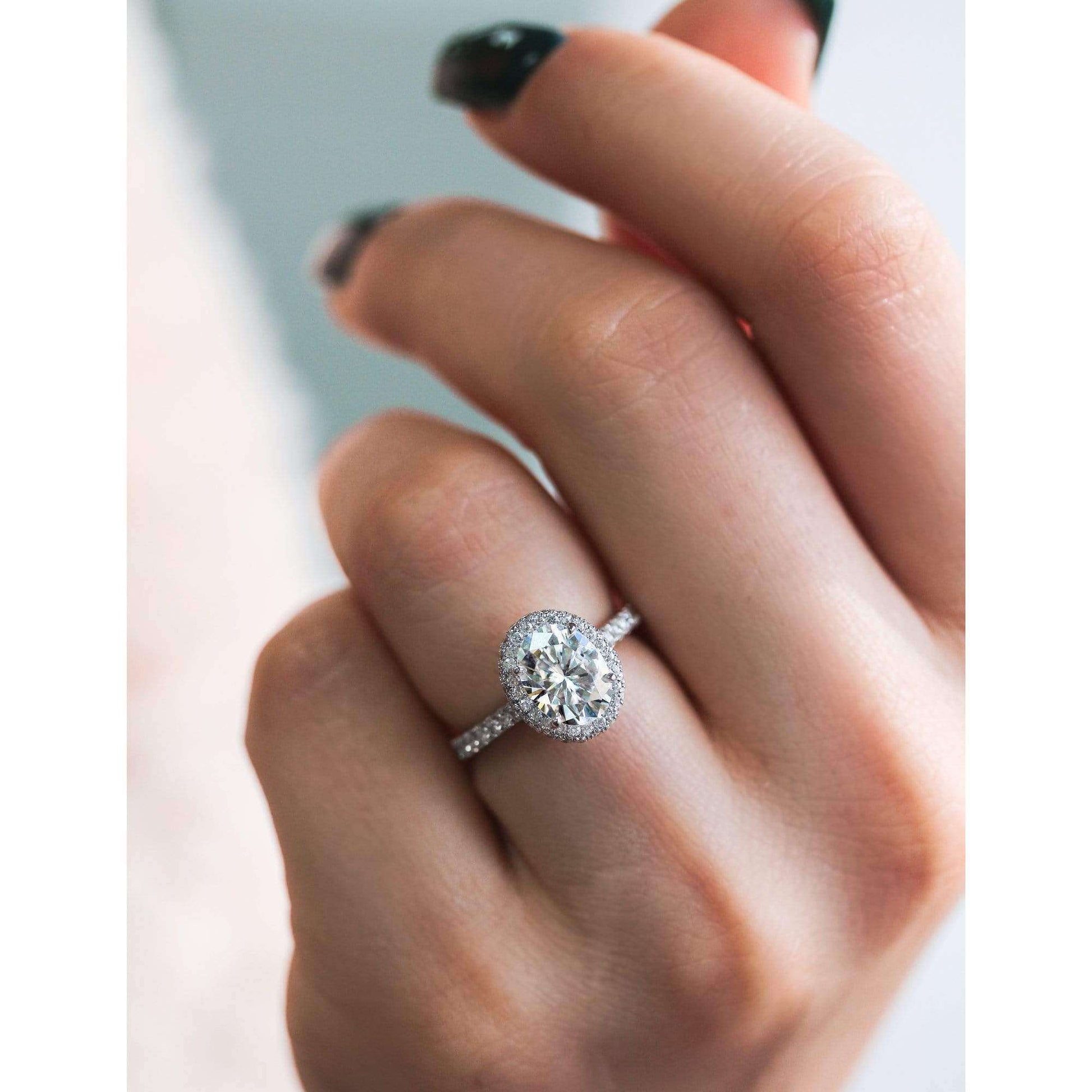 Kobelli Oval Moissanite Drop Halo Ring