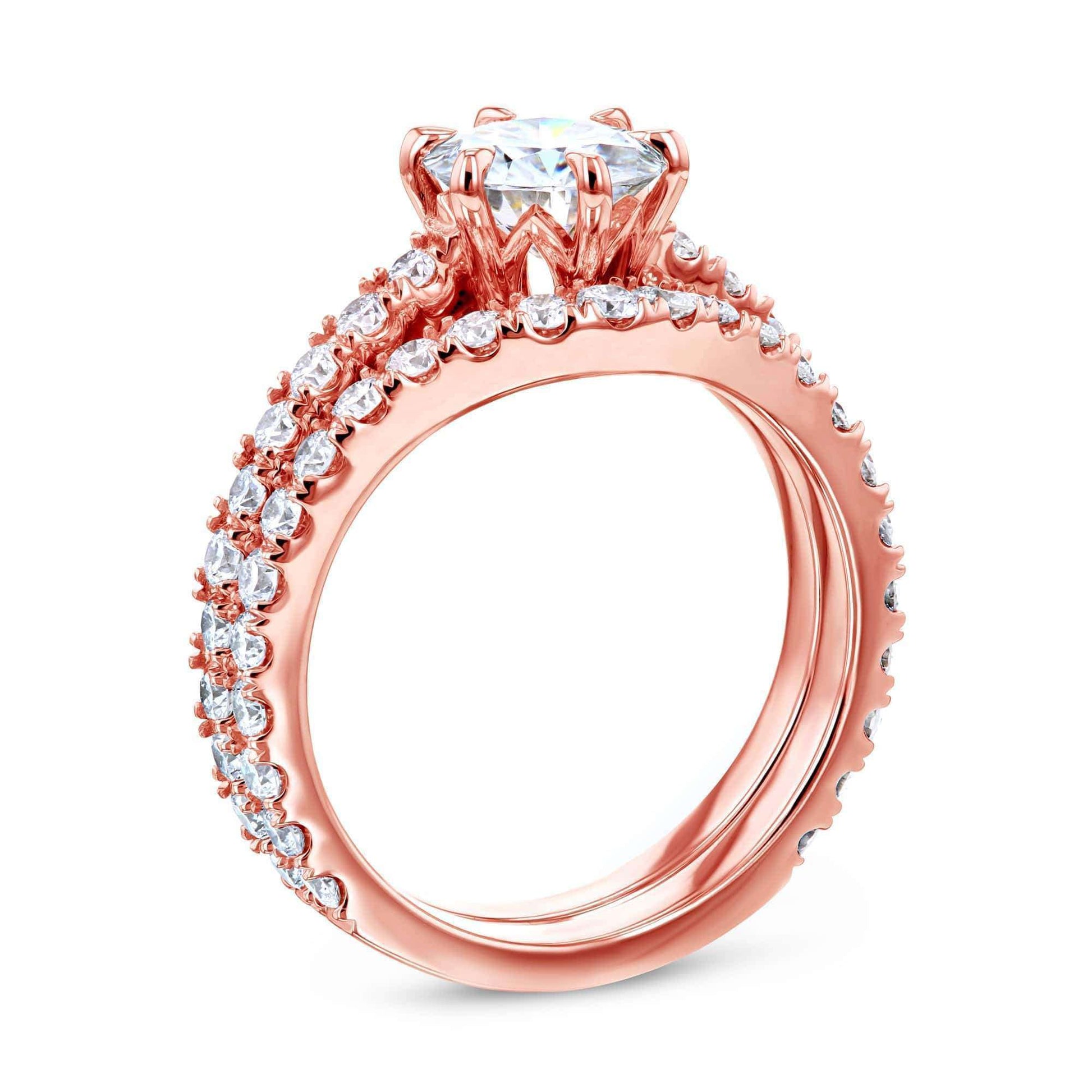 Kobelli 1ct Moissanite 6-Prong Ring Lab Diamond Mounted Bridal Set