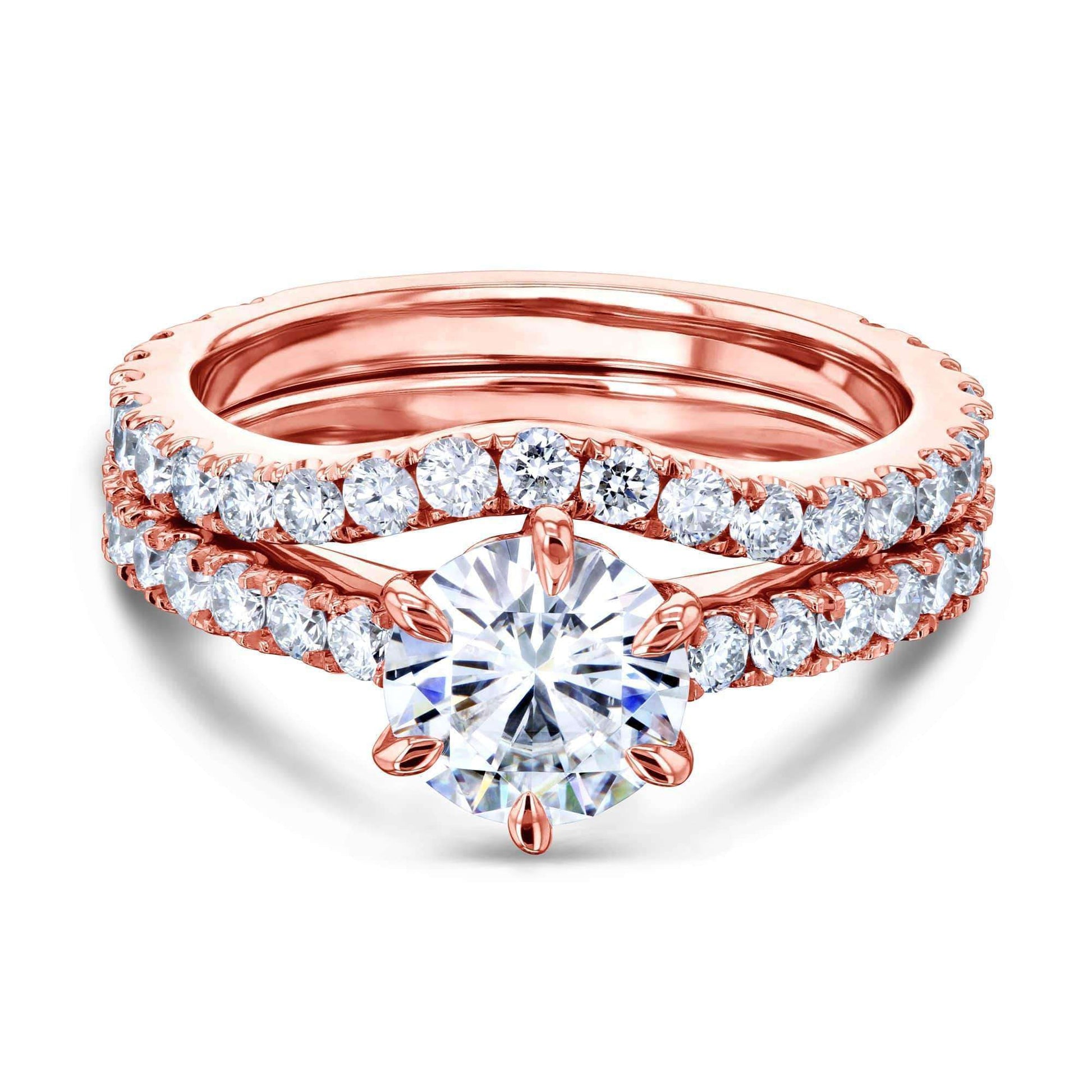 Kobelli 1ct Moissanite 6-Prong Ring Lab Diamond Mounted Bridal Set
