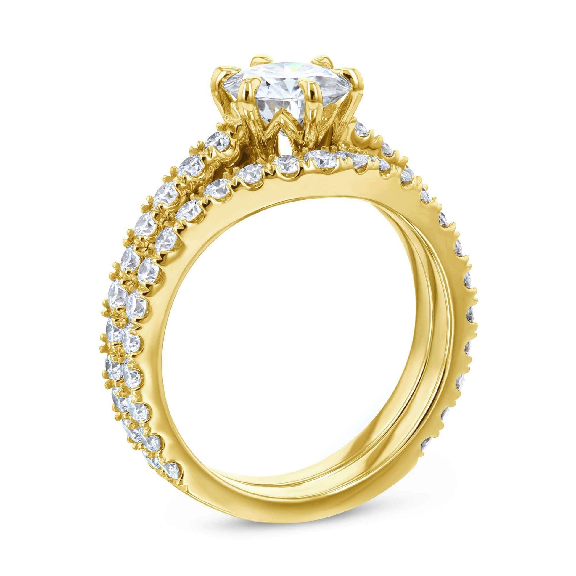 Kobelli 1ct Moissanite 6-Prong Ring Lab Diamond Mounted Bridal Set