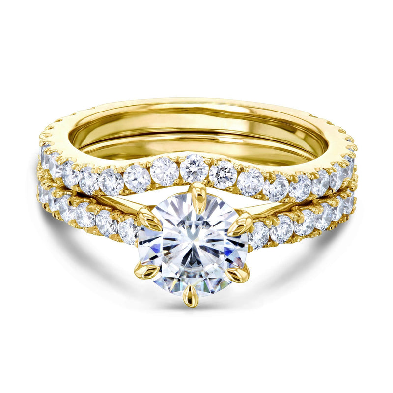 Kobelli 1ct Moissanite 6-Prong Ring Lab Diamond Mounted Bridal Set