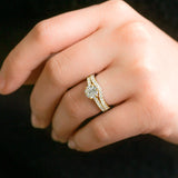 1ct Moissanite 6-Prong Bridal Set - Lab Diamond Sides - 2 Carats Total