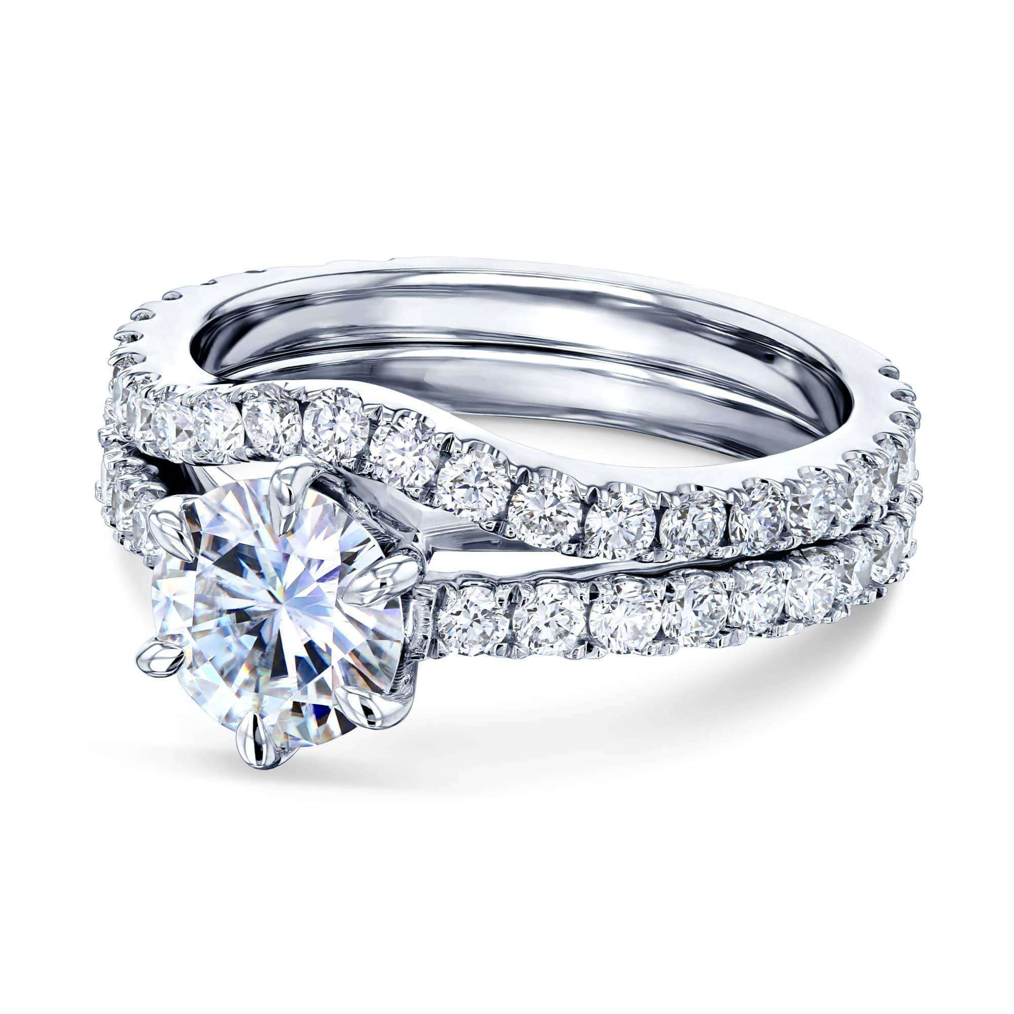 Kobelli 1ct Moissanite And 1ct Lab Grown Diamond Bridal Rings Wedding ...