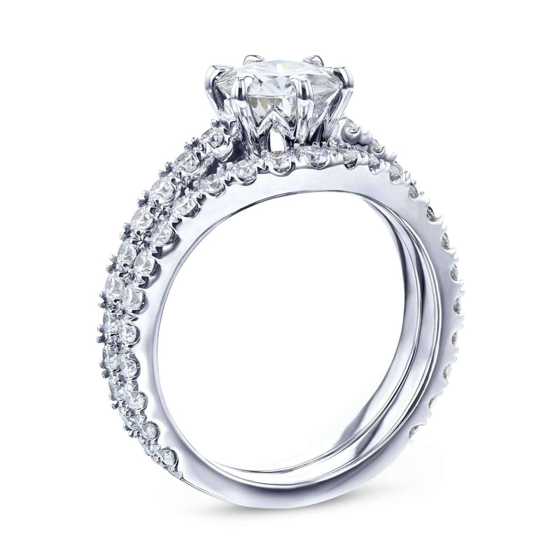 Kobelli 1ct Moissanite 6-Prong Ring Lab Diamond Mounted Bridal Set