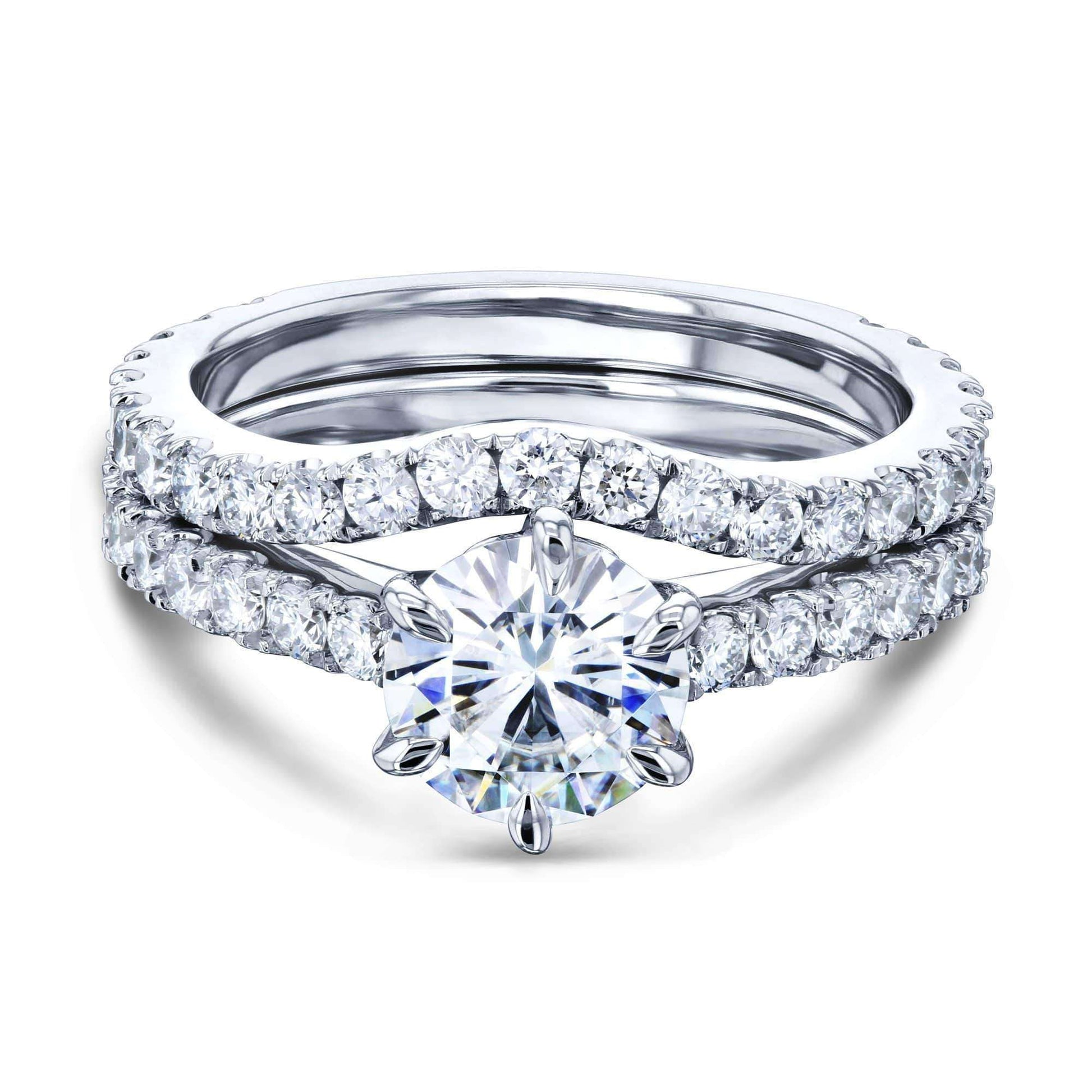 Kobelli 1ct Moissanite 6-Prong Ring Lab Diamond Mounted Bridal Set
