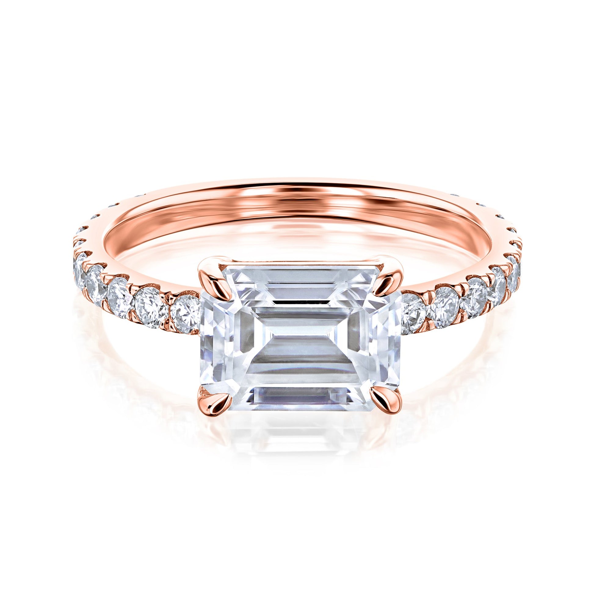 Kobelli 1.75 Carat East West Emerald Moissanite Engagement Ring
