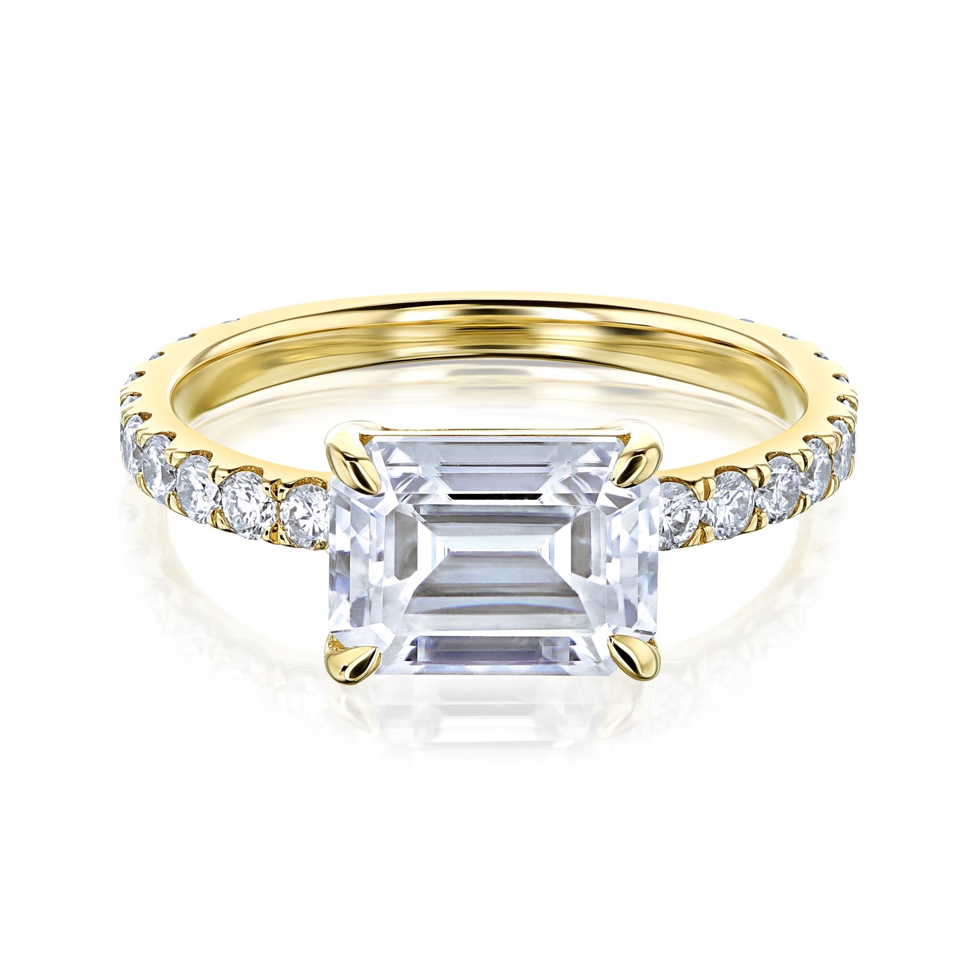 Kobelli 1.75 Carat East West Emerald Moissanite Engagement Ring