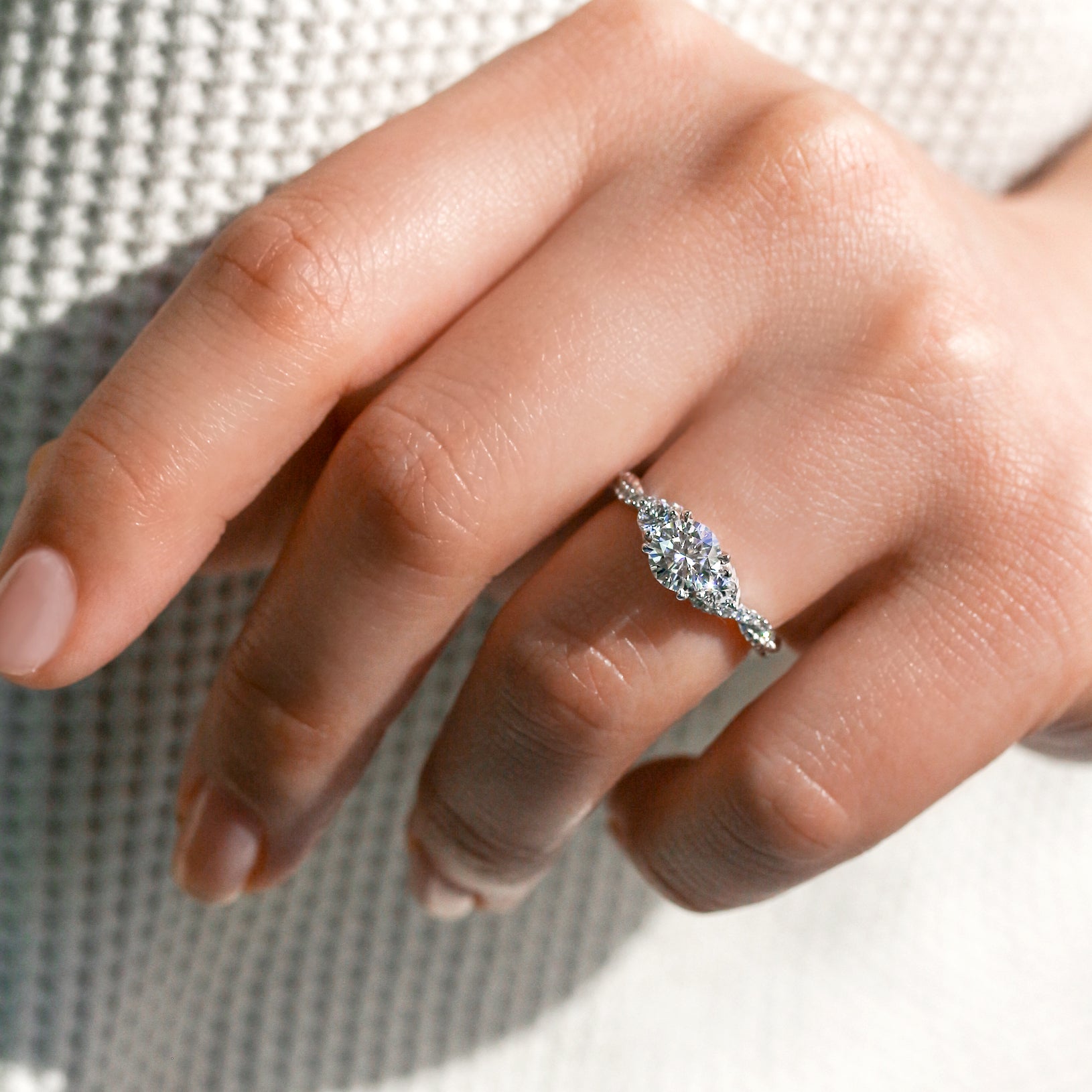 3 Stone Moissanite and Diamond Snake Ring