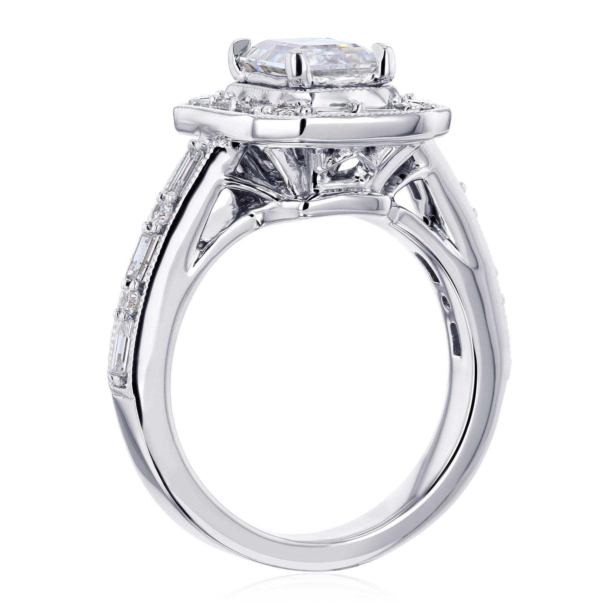 Kobelli Art Deco Emerald Moissanite Engagement Rings