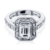 Kobelli Art Deco Emerald Moissanite Engagement Rings