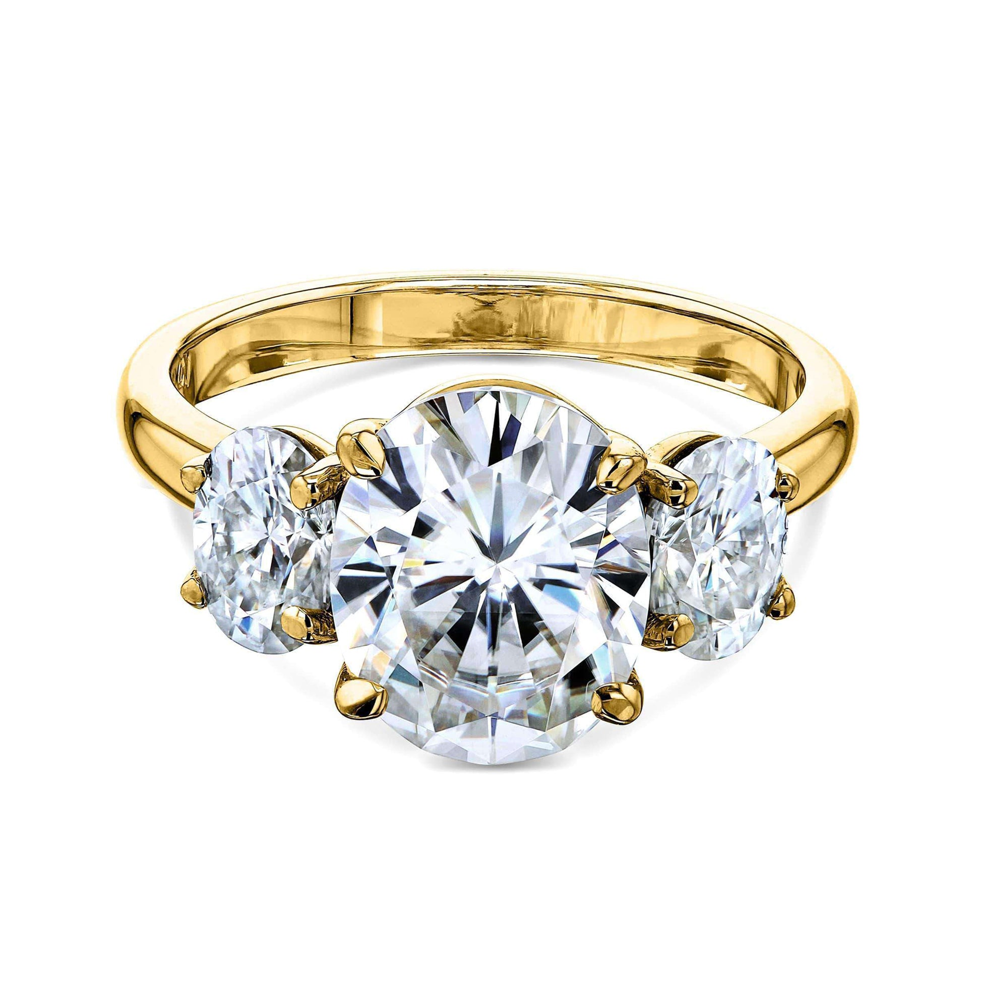 4 Carat Moissanite 3-Stone Oval Elena Ring