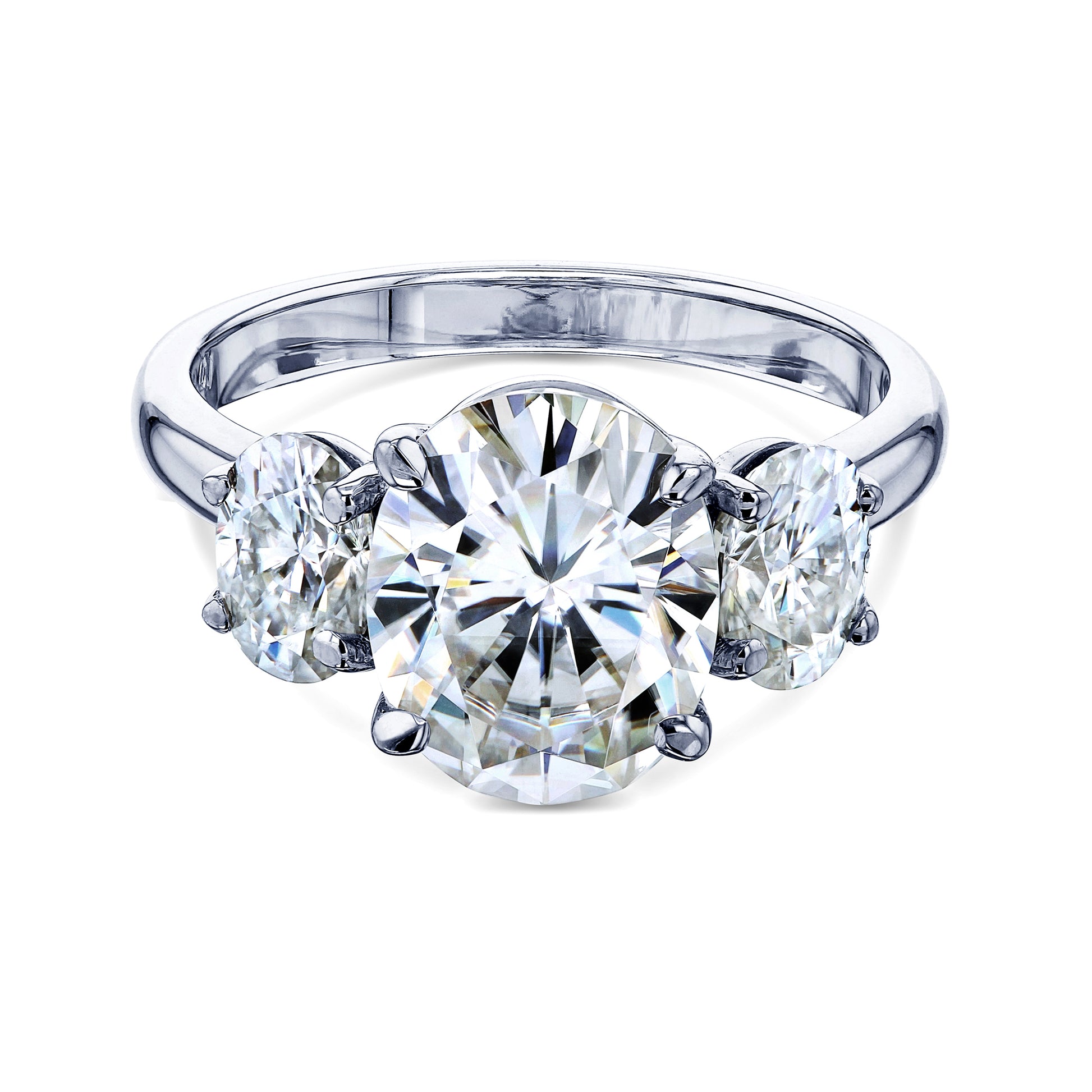 4 Carat Moissanite 3-Stone Oval Elena Ring
