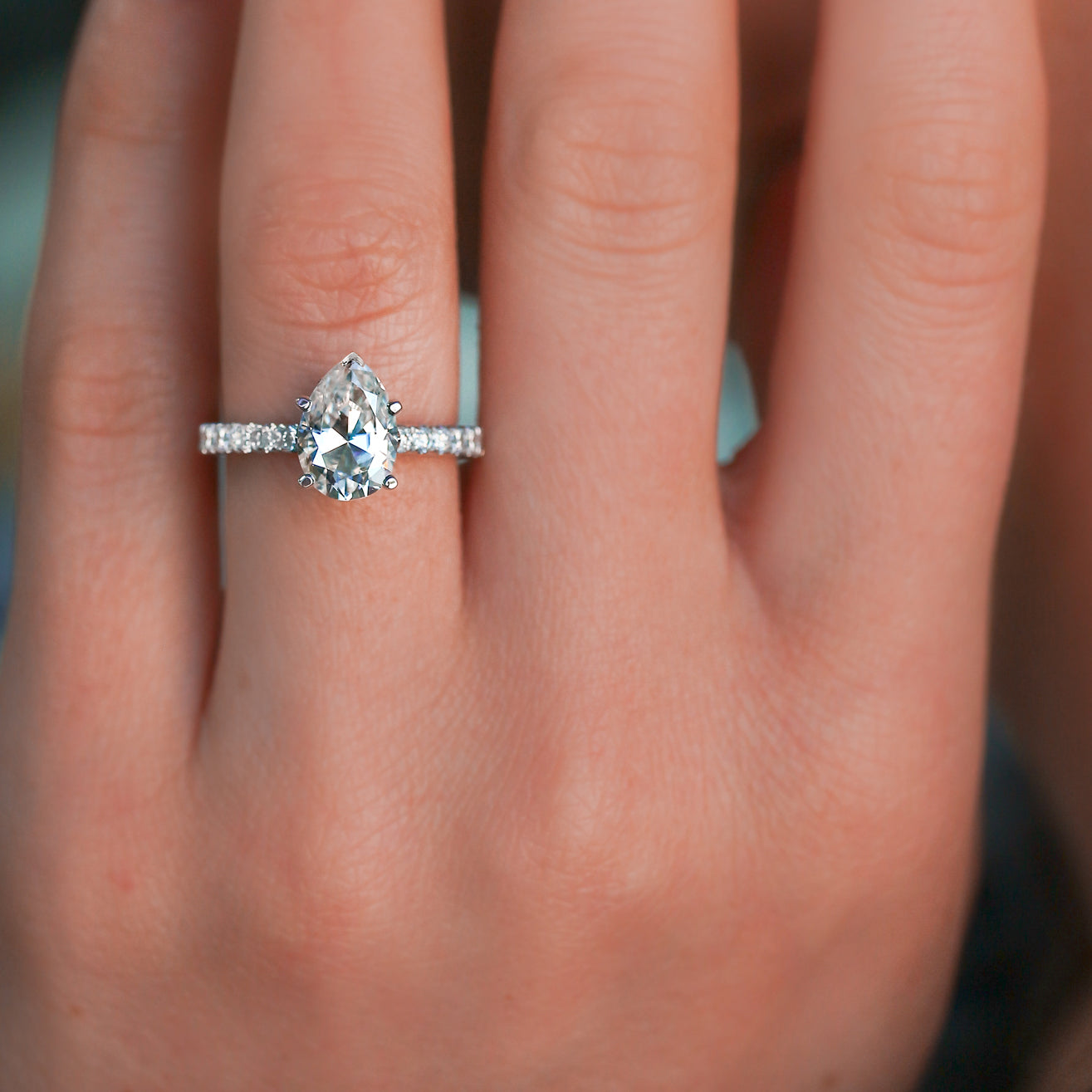 2.5 Carat Moissanite Pear Madison Ring