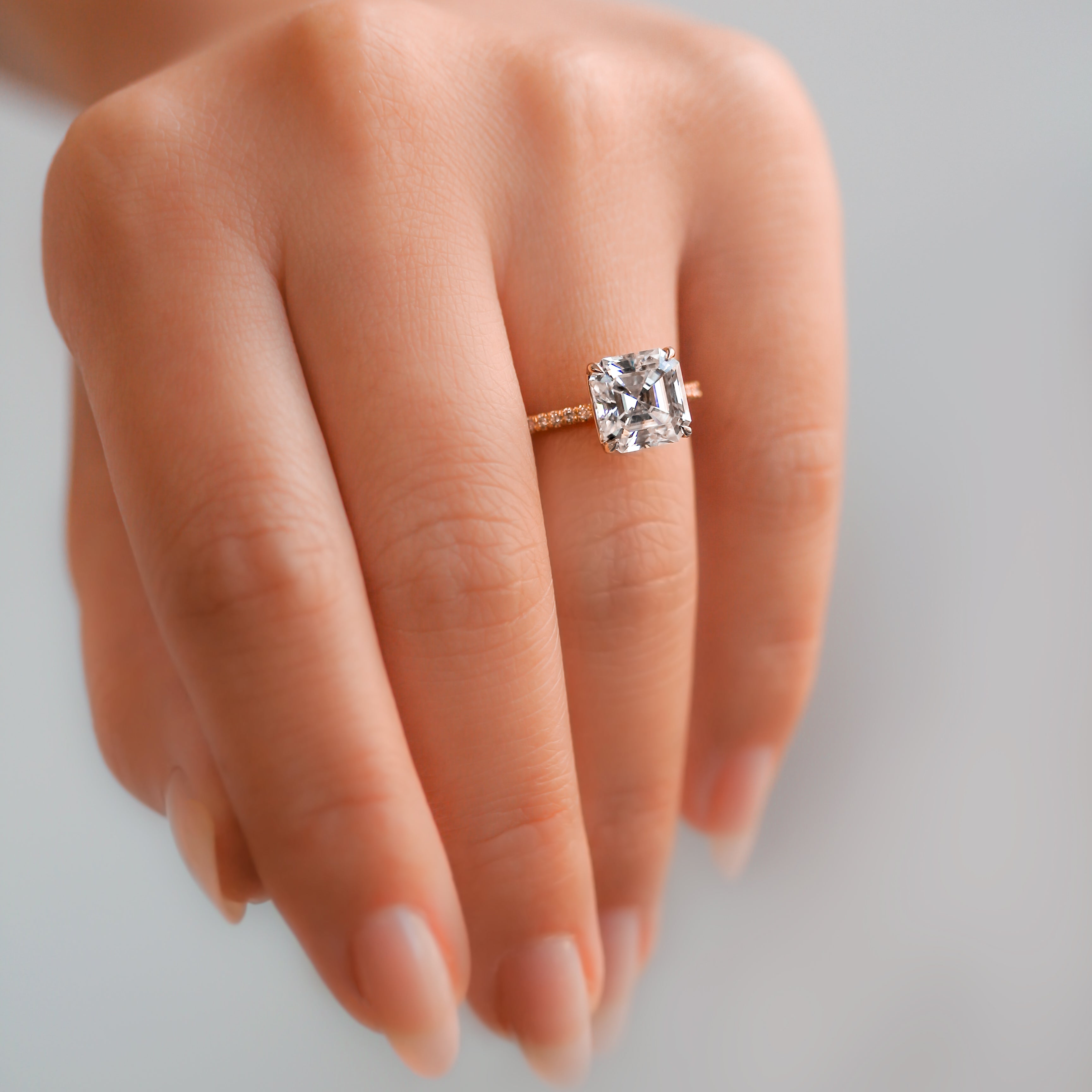 2.3 Carat Moissanite Asscher Petite Ring