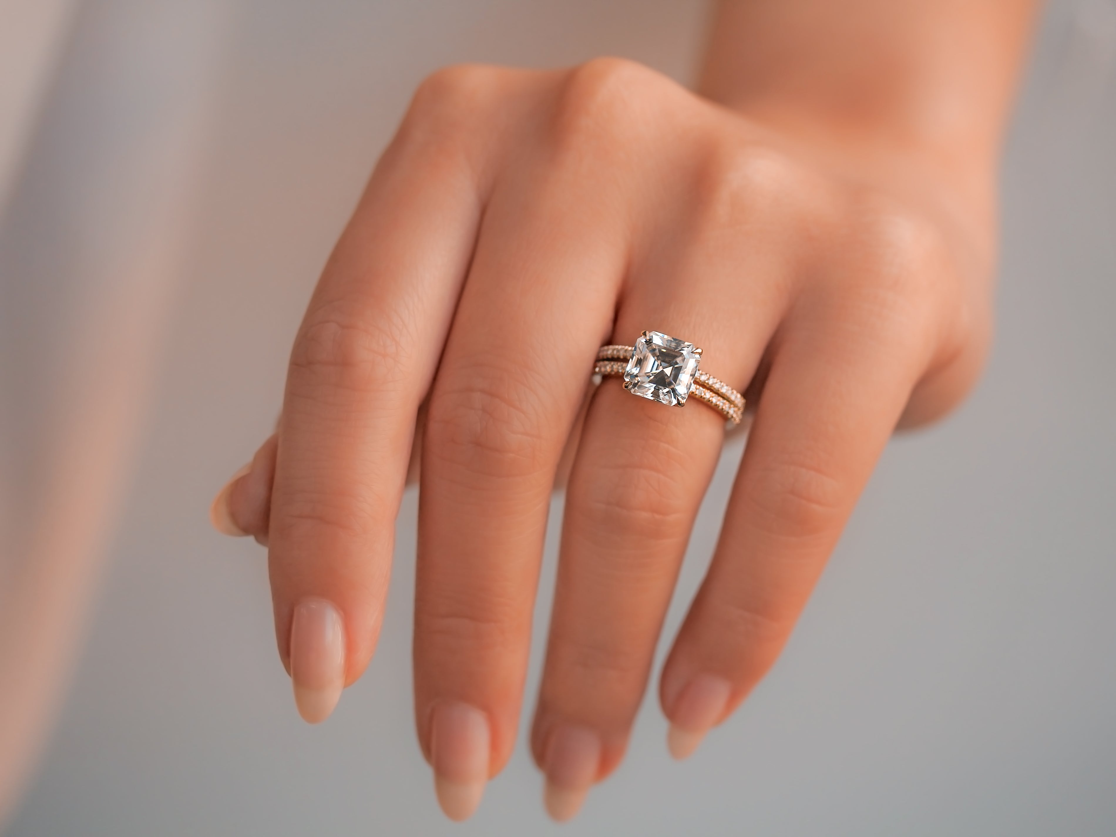 2.45 Carat Moissanite Asscher Petite Bridal Set