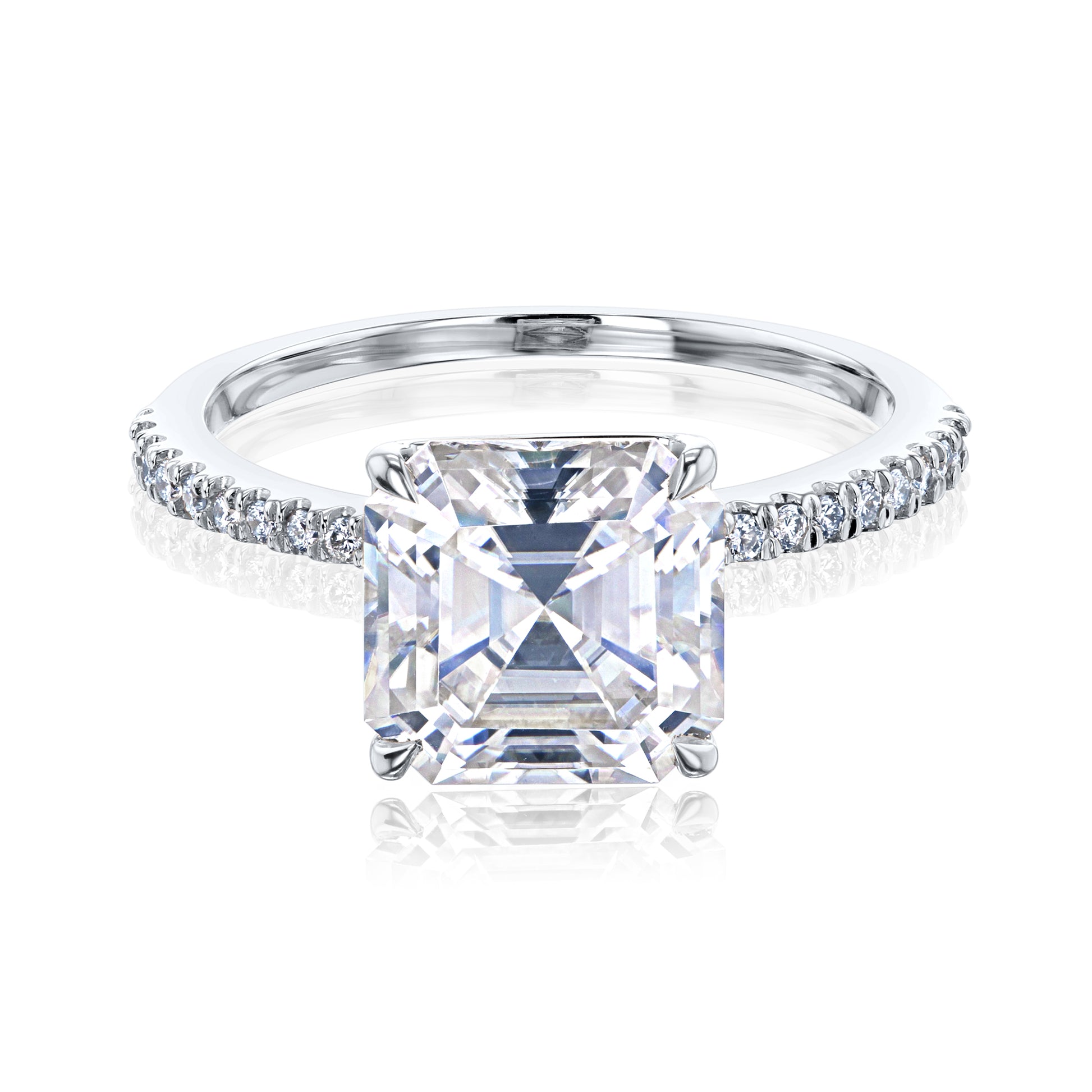 2.3 Carat Moissanite Asscher Petite Ring