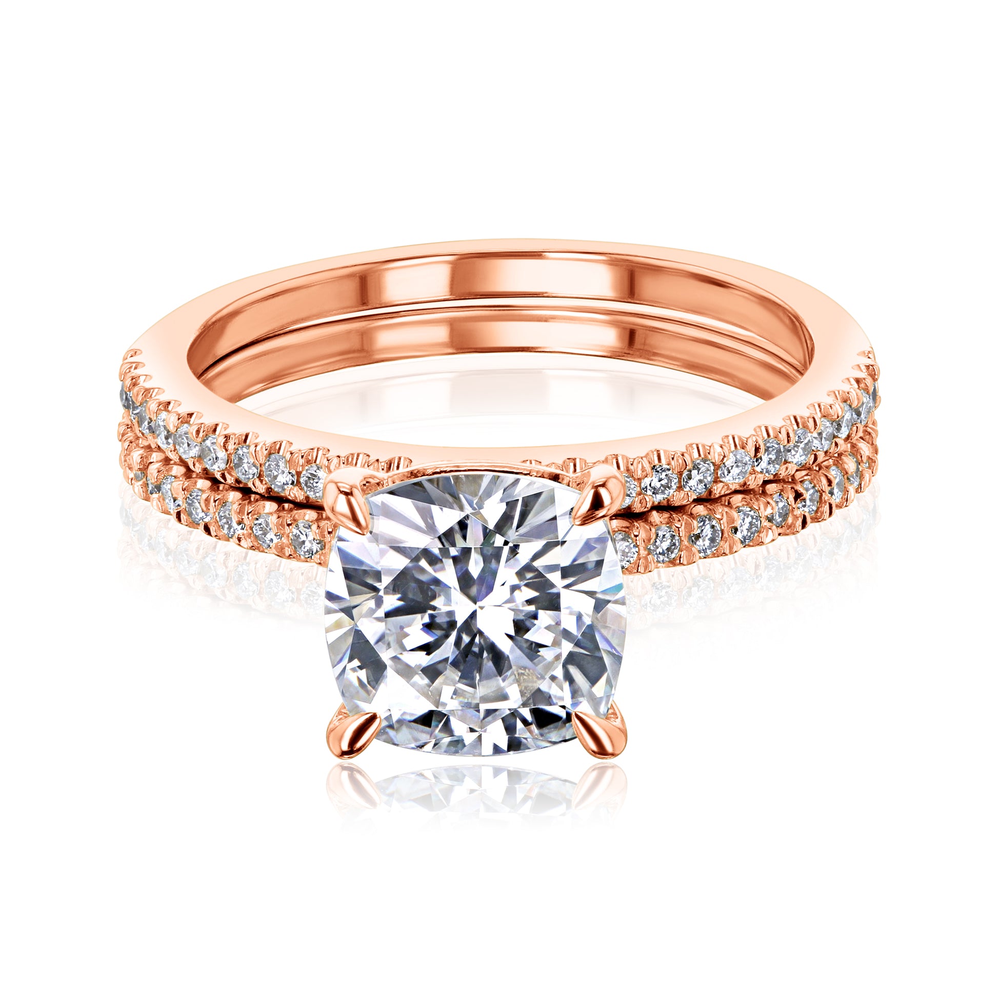 2.25 Carat Moissanite Cushion Petite Bridal Set