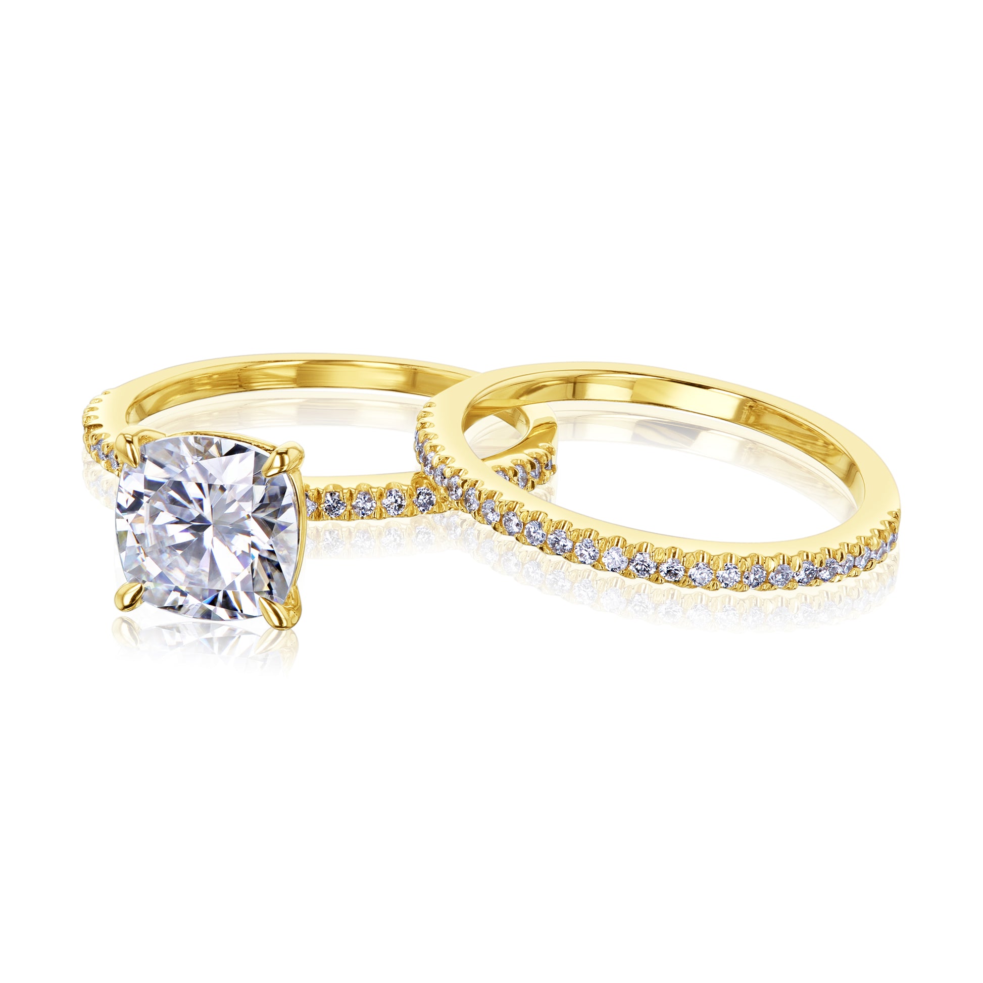 2.25 Carat Moissanite Cushion Petite Bridal Set
