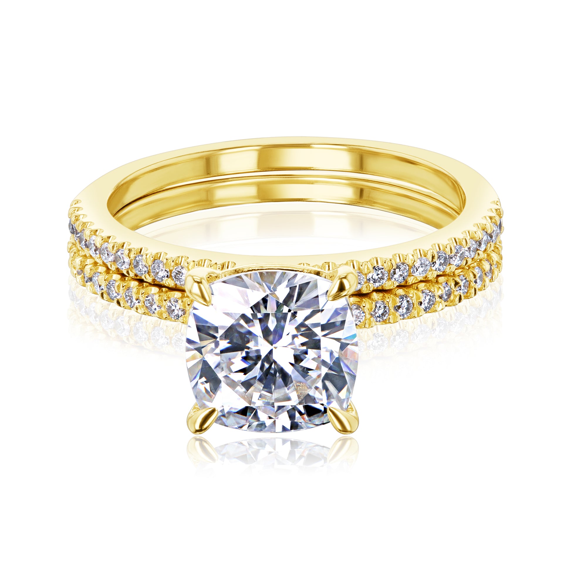 2.25 Carat Moissanite Cushion Petite Bridal Set