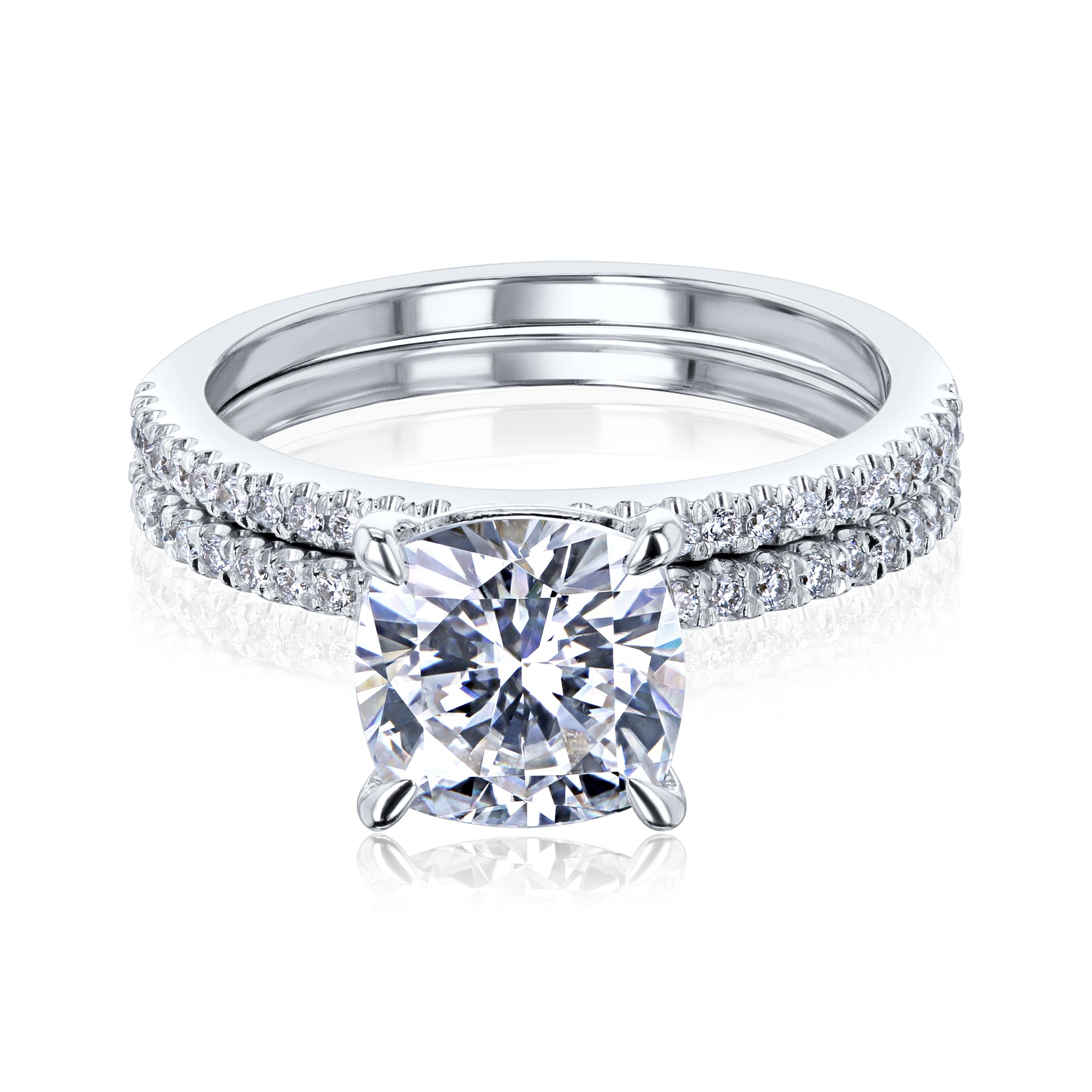 2.25 Carat Moissanite Cushion Petite Bridal Set