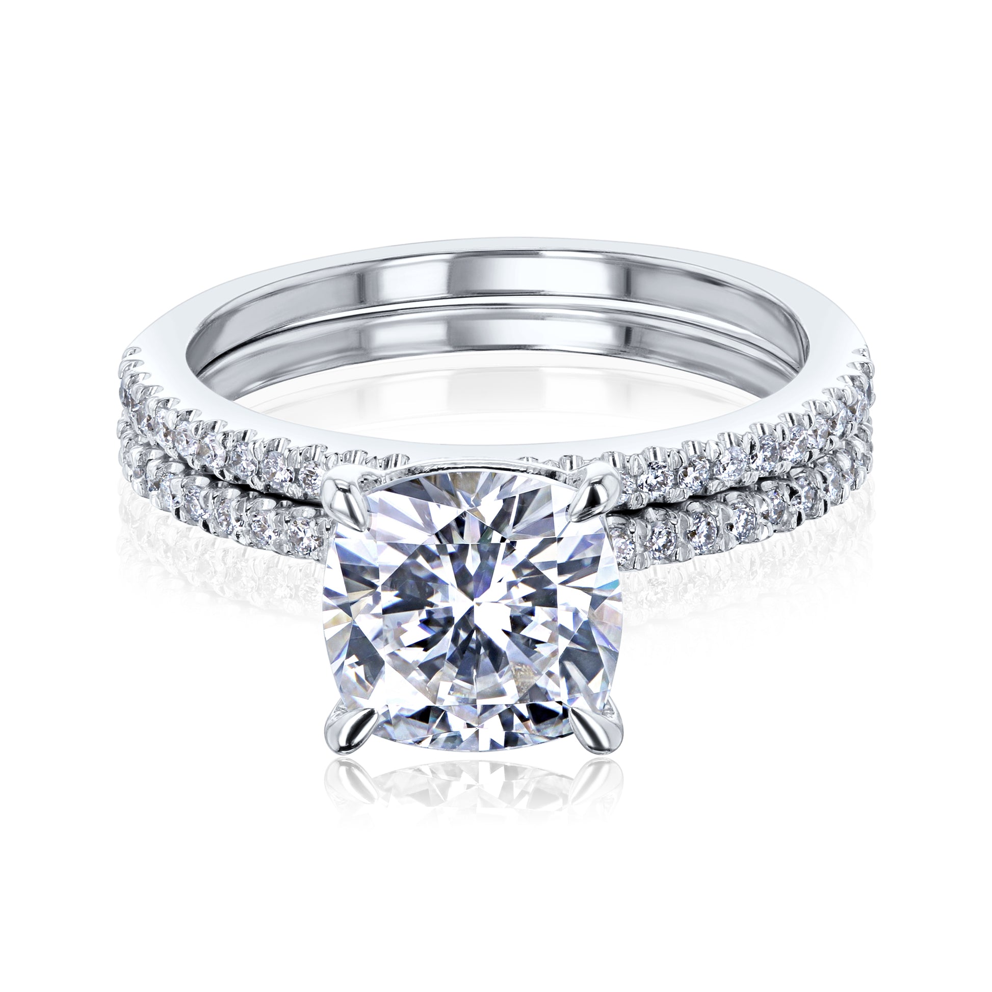 2.25 Carat Moissanite Cushion Petite Bridal Set